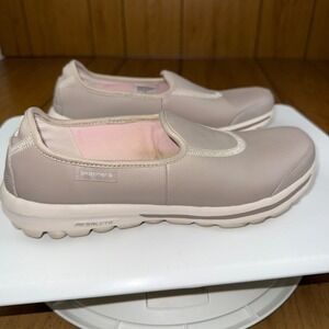 Skechers‎ GOwalk Original Leather Upper Slip On Shoes Women's Size 7 Beige